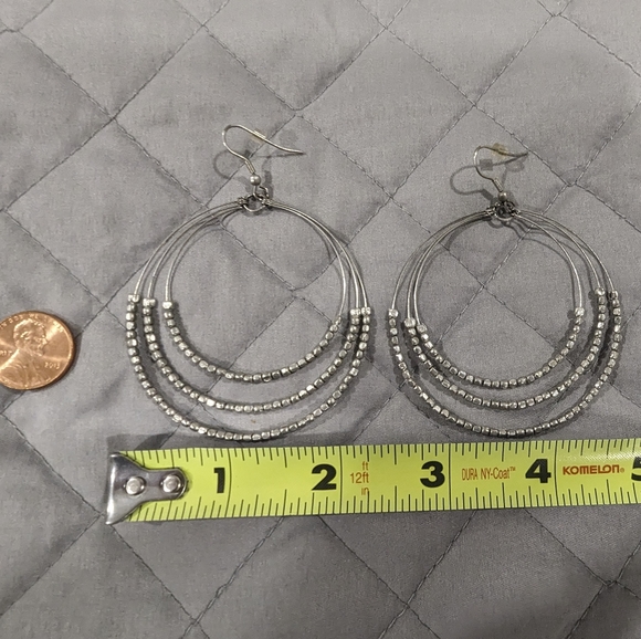STELLA & DOT Silver Bead Hoop Earrings - Picture 2 of 5